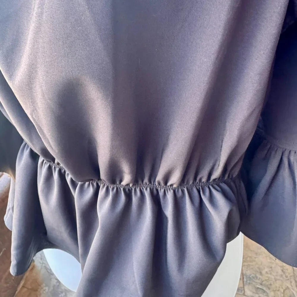 Boston Proper Blouse; flutter sleeve, rich black; XS - Picture 6 of 15